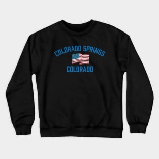 Colorado Springs Colorado Vintage USA Flag Crewneck Sweatshirt